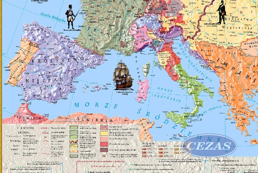 MAPA EUROPA W LATACH 1789 95 FRANCJA W OKRESIE REWOLUCJI MERH50