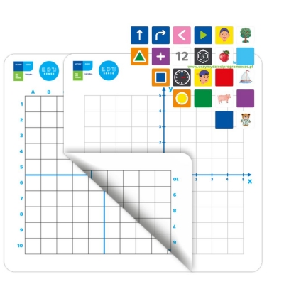 PAKIET 4 DWUSTRONNYCH MAŁYCH MAT DO KODOWANIA Z KODO-KARTONIKAMI (SEN050D)
