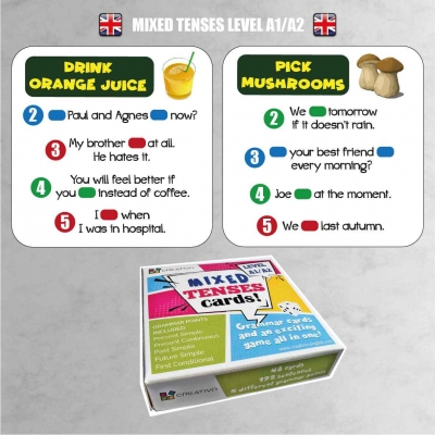 MIXED TENSES A1-A2 - FISZKI / GRA DO NAUKI JĘZYKA ANGIELSKIEGO (CRE007)