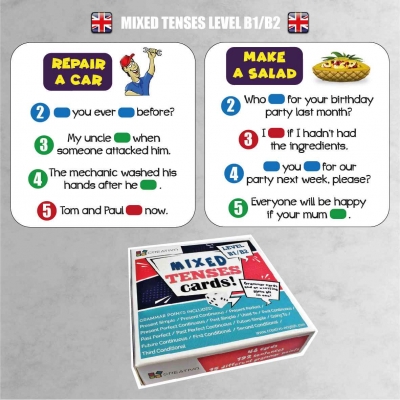 MIXED TENSES B1-B2 FISZKI / GRA DO NAUKI JĘZYKA ANGIELSKIEGO (CRE008a)