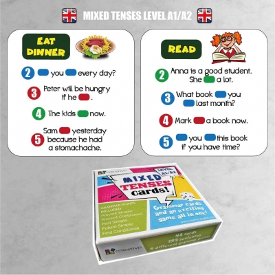 MIXED TENSES A1-A2 - FISZKI / GRA DO NAUKI JĘZYKA ANGIELSKIEGO (CRE007)