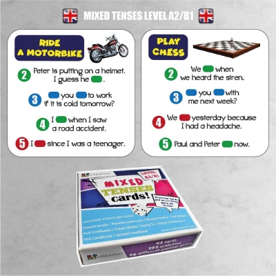 MIXED TENSES A2-B1 - FISZKI / GRA DO NAUKI JĘZYKA ANGIELSKIEGO (CRE008)