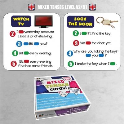 MIXED TENSES A2-B1 - FISZKI / GRA DO NAUKI JĘZYKA ANGIELSKIEGO (CRE008)