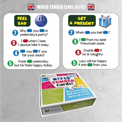 MIXED TENSES A1-A2 - FISZKI / GRA DO NAUKI JĘZYKA ANGIELSKIEGO (CRE007)