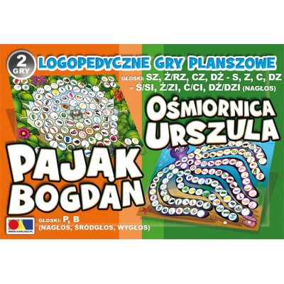 OŚMIORNICA URSZULA I PAJĄK BOGDAN / GŁOSKI SZ, Ż/RZ, CZ, DŻ - S, Z, C,DZ - Ś/SI, Ź/ZI, Ć/CI, DŹ/DZ, P, B- LOGOPEDYCZNE GRY PLANSZOWE (LOG059)