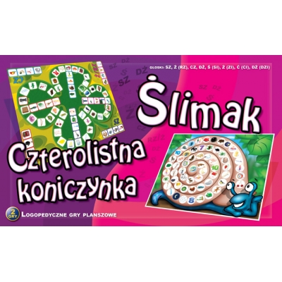 CZTEROLISTNA KONICZYNKA I ŚLIMAK /GŁOSKI SZ, Ż, CZ, DŻ;  Ś, Ź, Ć, DŹ - LOGOPEDYCZNE GRY PLANSZOWE (LOG124)