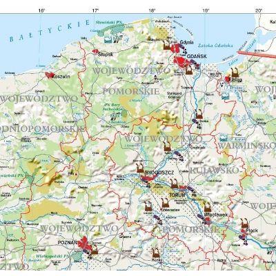 MAPA ŚCIENNA POLSKI - DEGRADACJA ŚRODOWISKA W POLSCE (MER107)