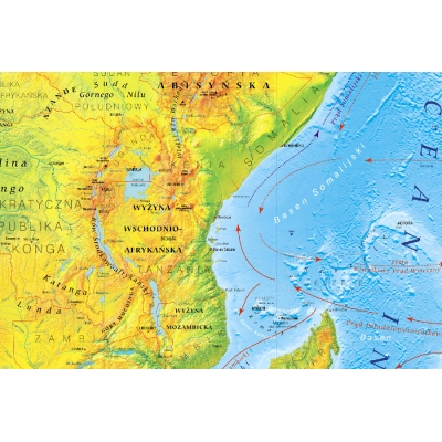 MAPA ŚCIENNA AFRYKI FIZYCZNA - UKSZTAŁTOWANIE POWIERZCHNI (MER300)