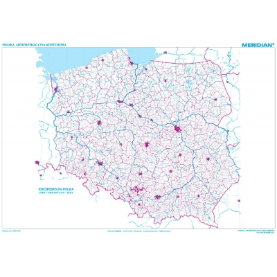 MAPA ŚCIENNA POLSKI ADMINISTRACYJNA - KONTUROWA DO ĆWICZEŃ (MER109)