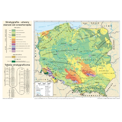 MAPA ŚCIENNA POLSKI GEOLOGIA -  TEKTONIKA I STRATYGRAFIA (MER102)