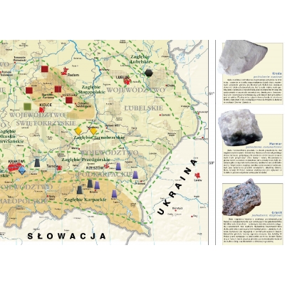 MAPA ŚCIENNA POLSKI - SUROWCE MINERALNE (MER108)