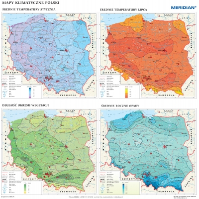 MAPA ŚCIENNA POLSKI - KLIMAT W POLSCE (MER104)