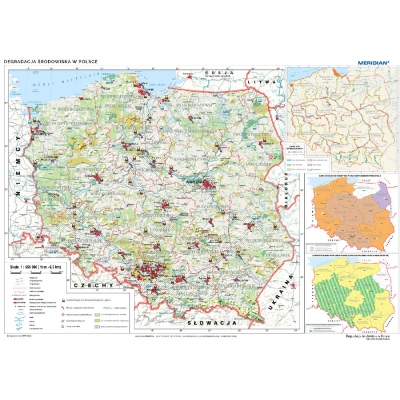 MAPA ŚCIENNA POLSKI - DEGRADACJA ŚRODOWISKA W POLSCE (MER107)