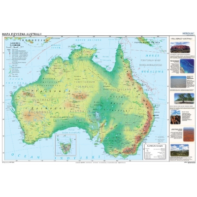 MAPA ŚCIENNA AUSTRALII FIZYCZNA (MER006)