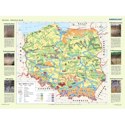 MAPA ŚCIENNA POLSKI - RODZAJE GLEB (MER105)