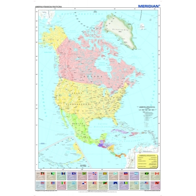 MAPA ŚCIENNA AMERYKI PÓŁNOCNEJ I ŚRODKOWEJ POLITYCZNA  (MER262)