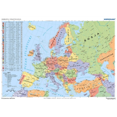 DWUSTRONNA MAPA EUROPY FIZYCZNA/POLITYCZNA /DUO (MER205)