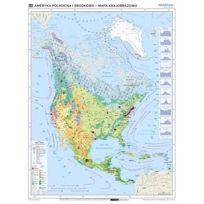 MAPA ŚCIENNA AMERYKI PÓŁNOCNEJ I ŚRODKOWEJ  KRAJOBRAZOWA (MER261)