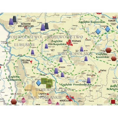 MAPA ŚCIENNA POLSKI - SUROWCE MINERALNE (MER108)