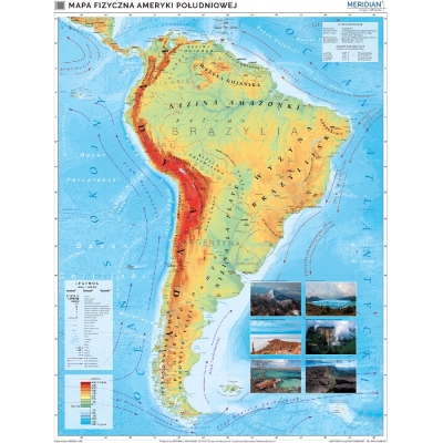 MAPA ŚCIENNA AMERYKI POŁUDNIOWEJ FIZYCZNA (MER012)