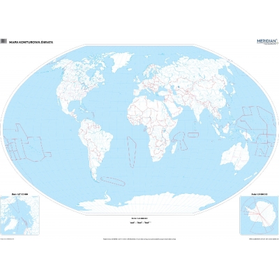 MAPA ŚCIENNA ŚWIATA KONTUROWA DO ĆWICZEŃ (MER017)