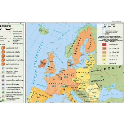 MAPA ŚCIENNA UNIA EUROPEJSKA - MAPA GOSPODARCZA (MER203)