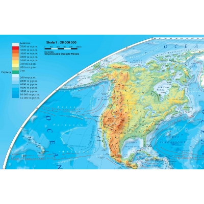 DWUSTRONNA MAPA ŚCIENNA ŚWIATA FIZYCZNA Z ELEMENTAMI EKOLOGII /MAPA HIPSOMETRYCZNA DO ĆWICZEŃ /DUO 1:26.000.000 (MER002)