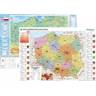 DWUSTRONNA MAPA ŚCIENNA POLSKI ADMINISTRACYJNA /FIZYCZNA Z ELEM. EKOLOGII /DUO (MER113)