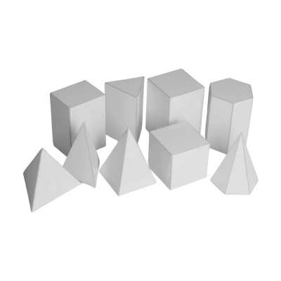 BRYŁY GEOMETRYCZNE PEŁNE /9 SZT. BIAŁE (SOS192)