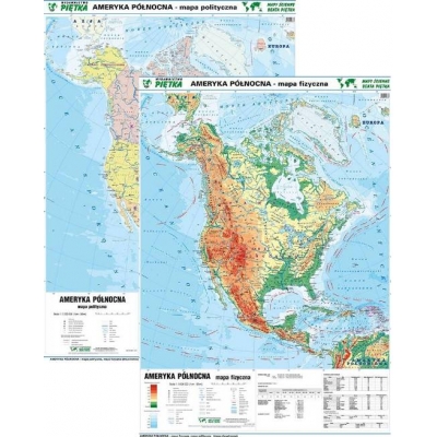 DWUSTRONNA MAPA ŚCIENNA AMERYKI PÓŁNOCNEJ - FIZYCZNA / POLITYCZNA 1:9.000.000 (GMA229)