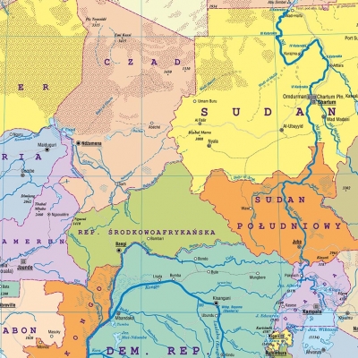 DWUSTRONNA MAPA ŚCIENNA AFRYKI - FIZYCZNA / POLITYCZNA 1:9.100.000 (GMA022)