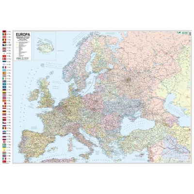 MAPA ŚCIENNA EUROPY - POLITYCZNO DROGOWA 1:4.300.000 (GMA147)