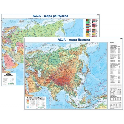 DWUSTRONNA MAPA ŚCIENNA AZJI – FIZYCZNA / POLITYCZNA MINI 1:22.000.000 (GMA220)