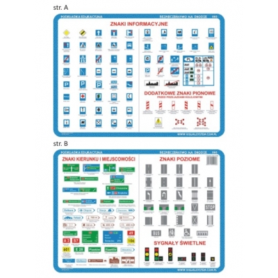 PODKŁADKA EDUKACYJNA - Znaki informacyjne, poziome, kierunku i miejscowości (GEO157)