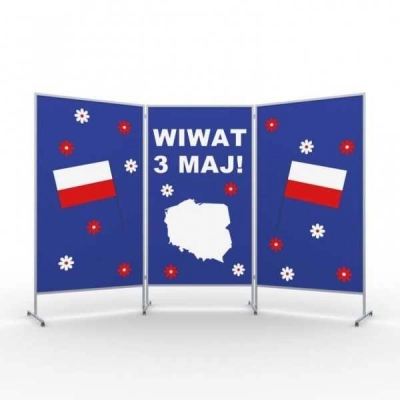 TABLICA EKSPOZYCYJNA TEKSTYLNA MAXI WYM: 120x160 /190 NA KÓŁKACH (TGR004)