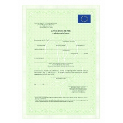 ZAŚWIADCZENIE O UKOŃCZENIU KURSU - Z FLAGĄ UE (MEN337)