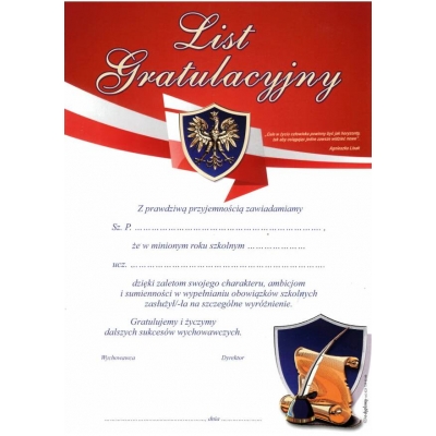 LIST GRATULACYJNY A964 (DYP072)