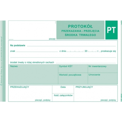 PROTOKÓŁ PRZEKAZANIA - PRZEJĘCIA ŚRODKA TRWAŁEGO (GRA114)