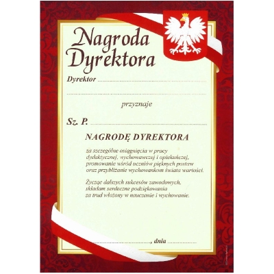 NAGRODA DYREKTORA A4 DLA NAUCZYCIELI (DYP085)