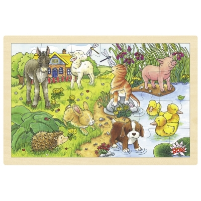 MAŁE ZWIERZĄTKA - PUZZLE DREWNIANE 30x20 CM /24 ELEM. (GOK118)