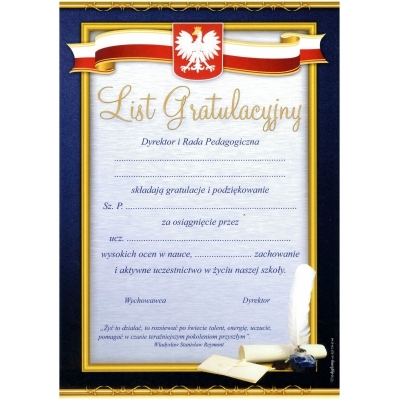 LIST GRATULACYJNY A562 (DYP039)