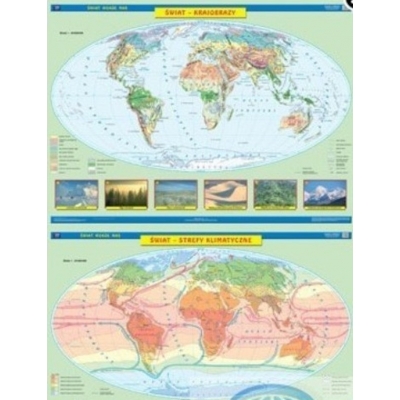 MAPA ŚCIENNA ŚWIAT (KRAJOB, STREFY KLIMAT.) 1:24 000 000  (NE 020303) (GEO299, 020303)